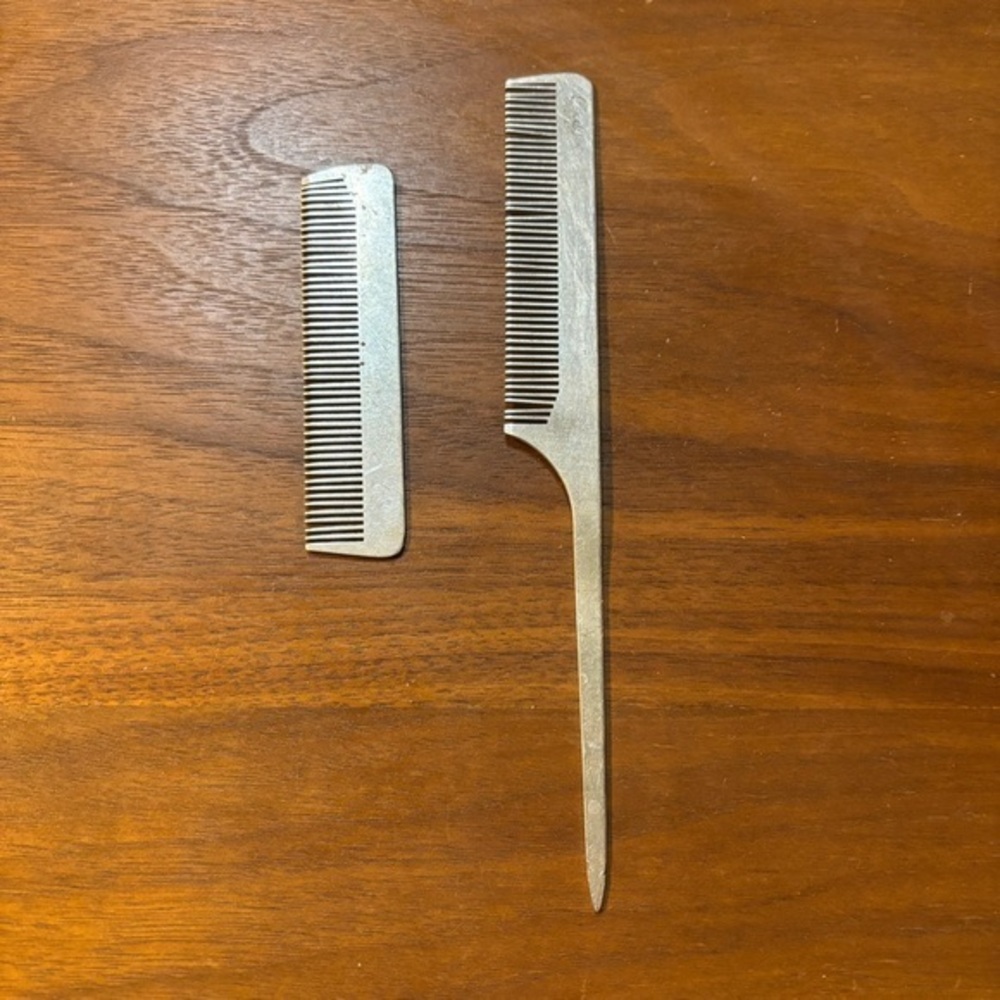 Vintage Goody Aluminum Metal Hair Comb 2 pieces